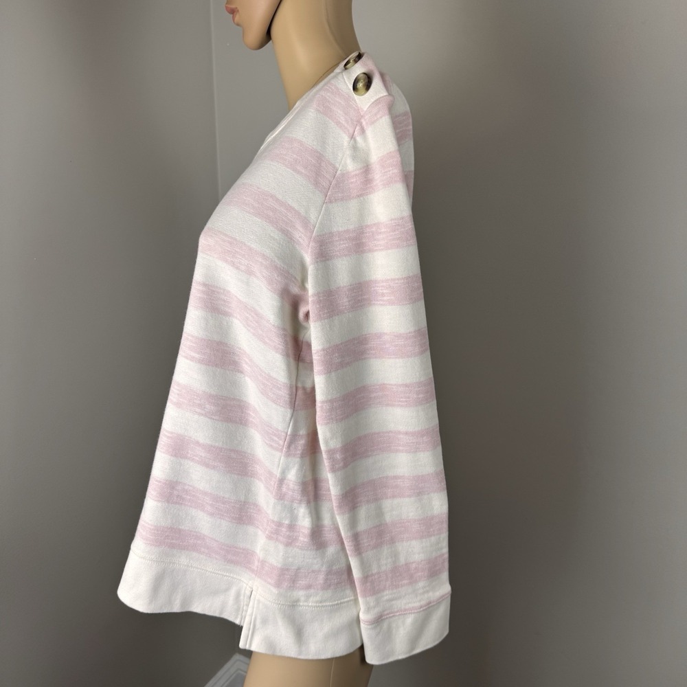 TALBOTS White Pink 100% Cotton STRIPE TOP SWEATSHIRT Medium - Picture 8 of 16